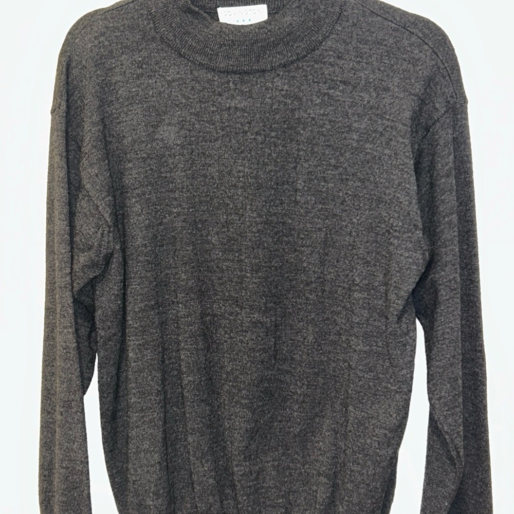 Wool Covington Merino Mock Turtleneck Made In Italy Black/Gray Unisex Size Large